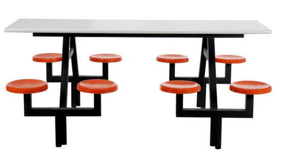 ที่กำหนดเองทำเหล็กเฟอร์นิเจอร์สำนักงานโต๊ะรับประทานอาหารพร้อมเก้าอี้พลาสติกในโรงอาหารโรงเรียน